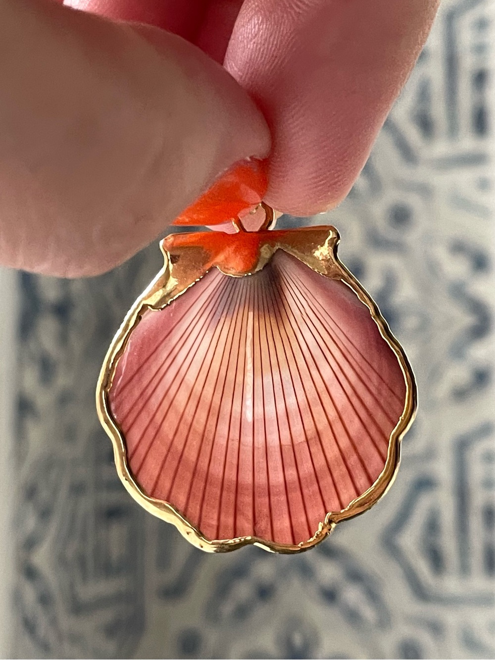 Vintage shell pendant w/ goldtone rim summer beach salt life - Picture 9 of 10